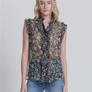 NWT!! 7 For All Mankind Black and White Floral Top